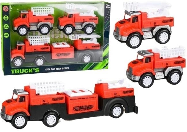 Fire truck set - truck with trailer and fire trucks
