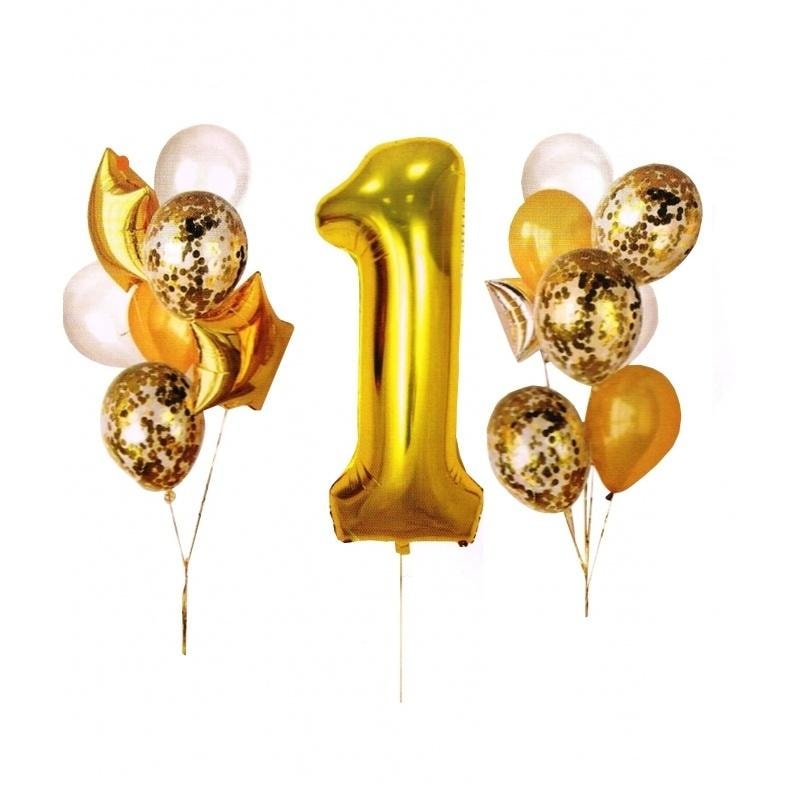 GoParty Golden balloon set number 1 - ideal for the first birthday