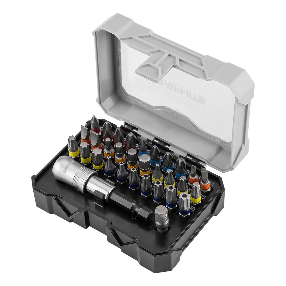 GRAPHITE 25 mm Bit Set with Magnetic Holder 32 pcs