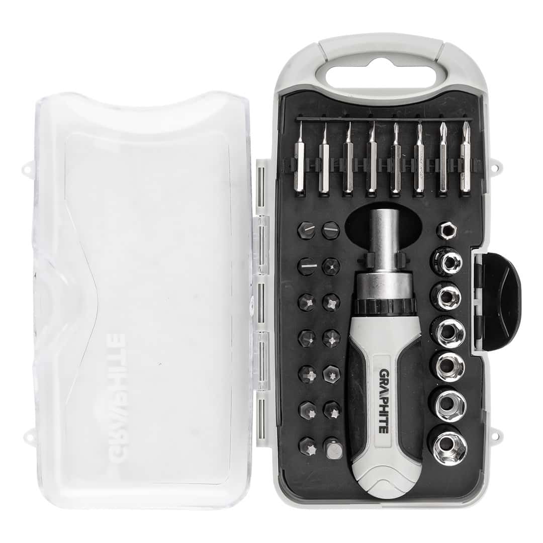 GRAPHITE Bit and precision bit set with magnetic ratchet handle 30 pieces