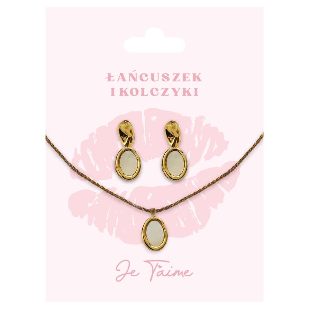 Gold-plated jewelry set for Valentine's Day - necklace and earrings for your loved one