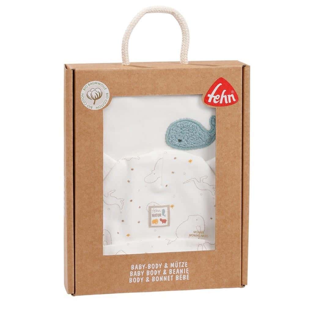 Fehn Body and Hat Set Natura Size 50-56 - ideal gift for newborns