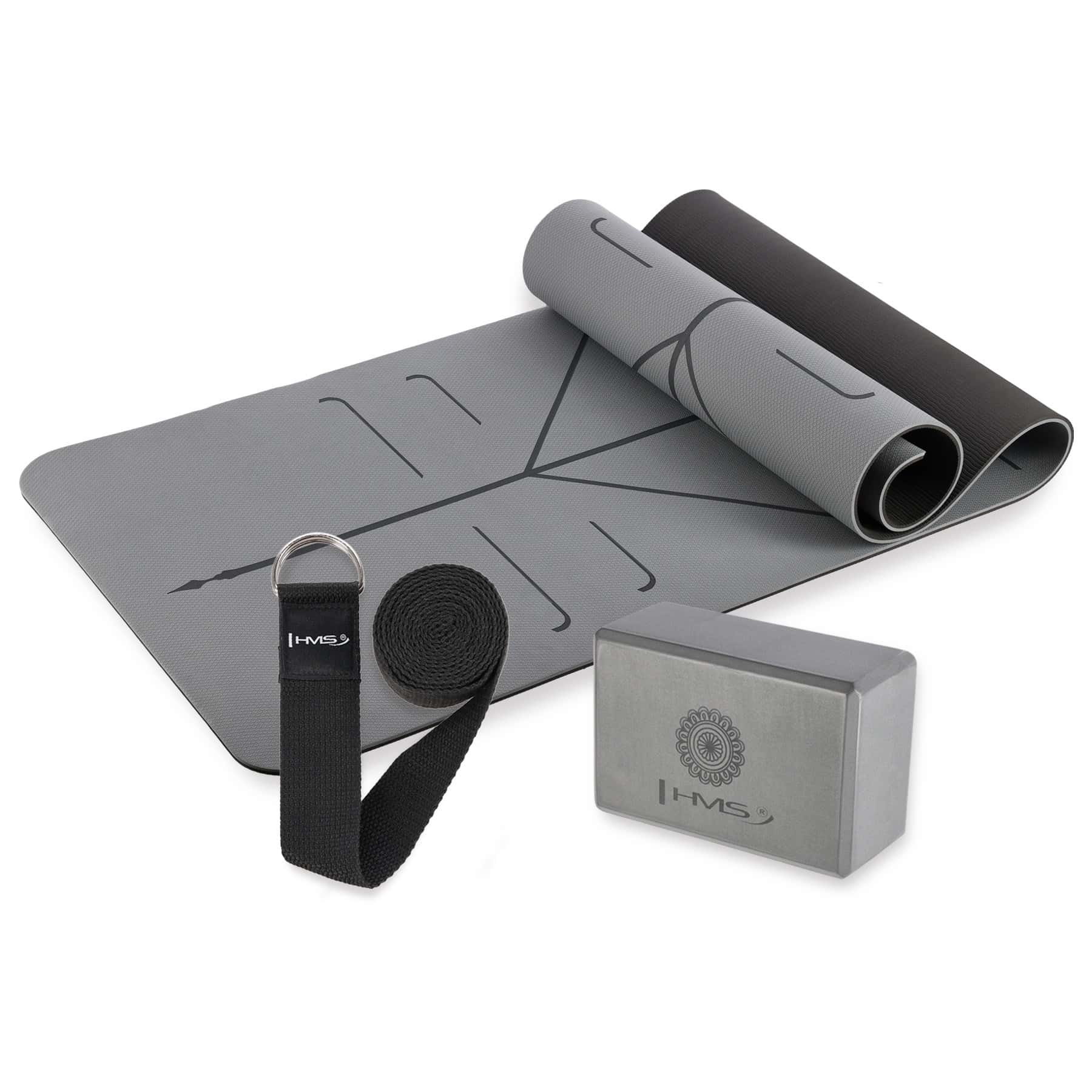 HMS Yoga Set - Mat, block, strap - ideal start