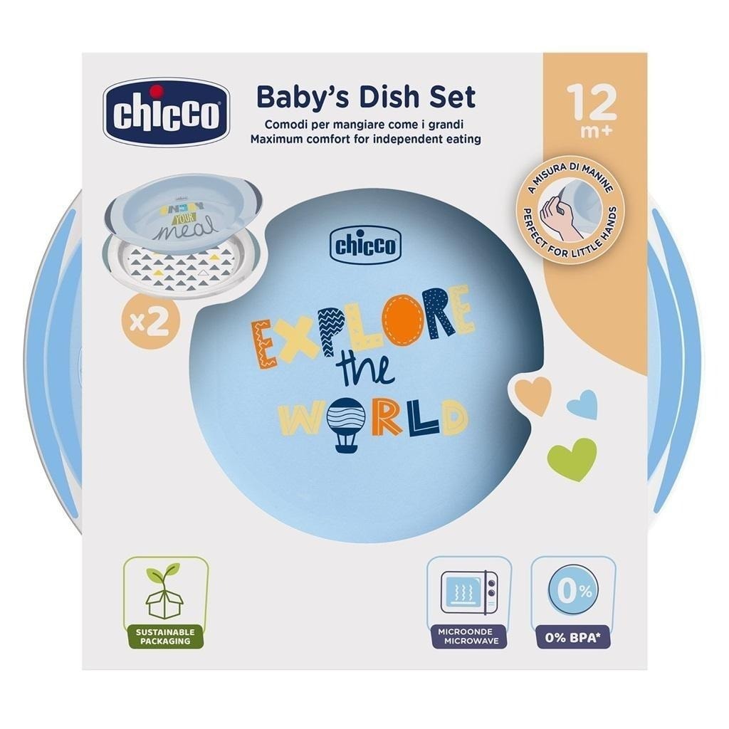 Chicco Set of two children's plates 12m+ blue - perfect for the start