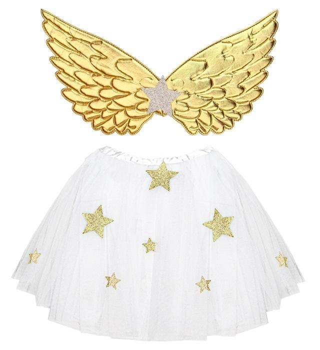 Children's costume Angel - carnival set with wings and TuTu skirt
