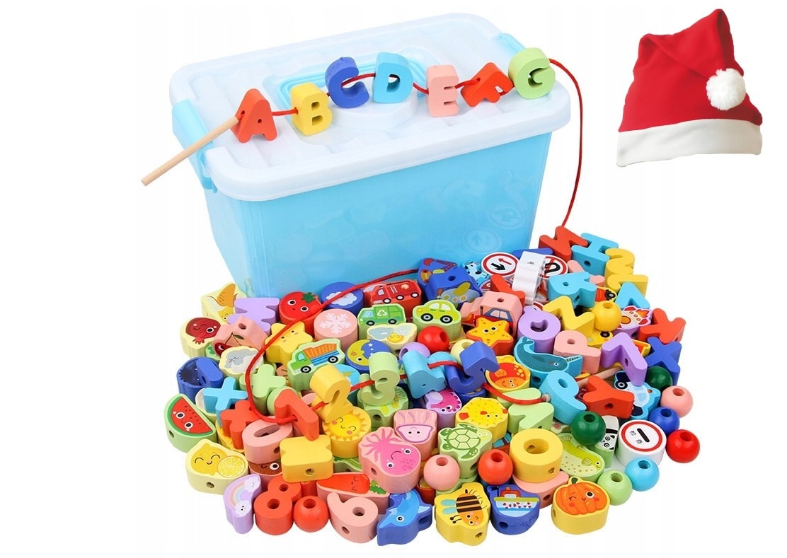 Wooden blocks and learning cards - educational set for kids