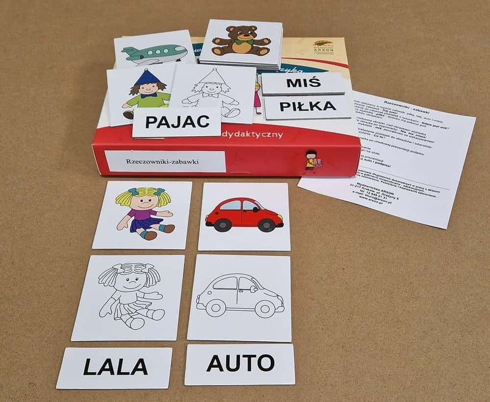 Educational set Nouns-toys - educational aid in learning to read