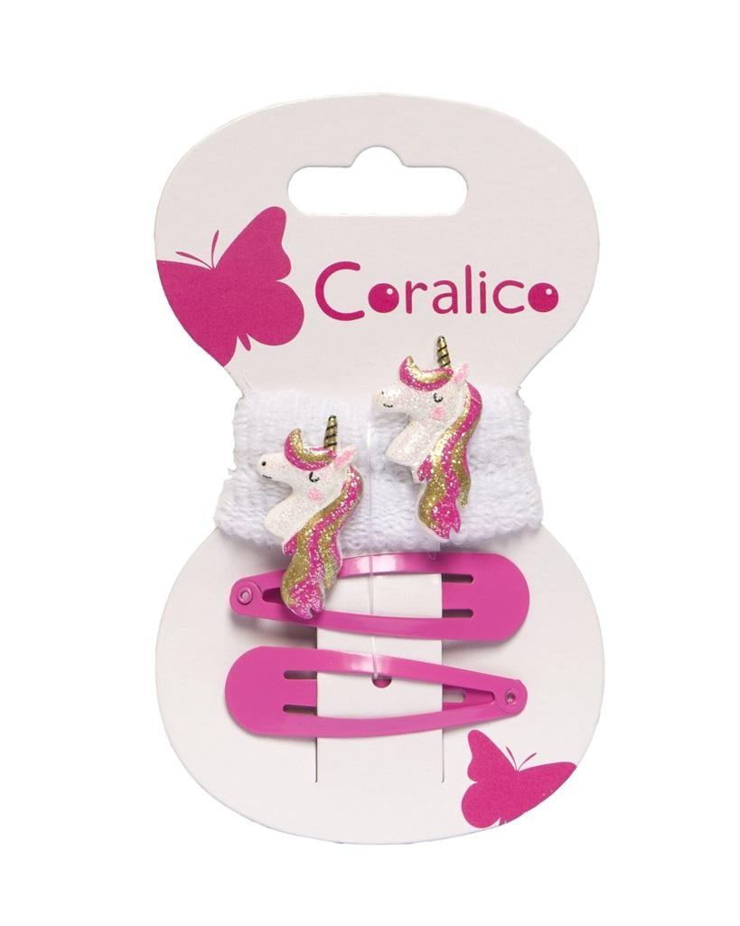 Coralico Hair Scrunchies & Clips Set with Unicorn - Add magic to your hair!