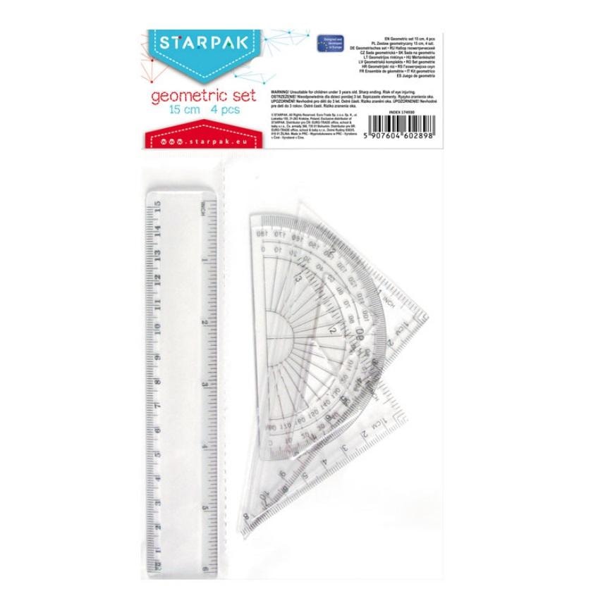STARPAK Geometry Set - 4 pieces, ideal for school