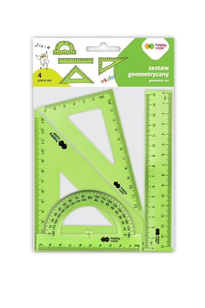 Geometry set 4 pieces - ruler, set squares, protractor