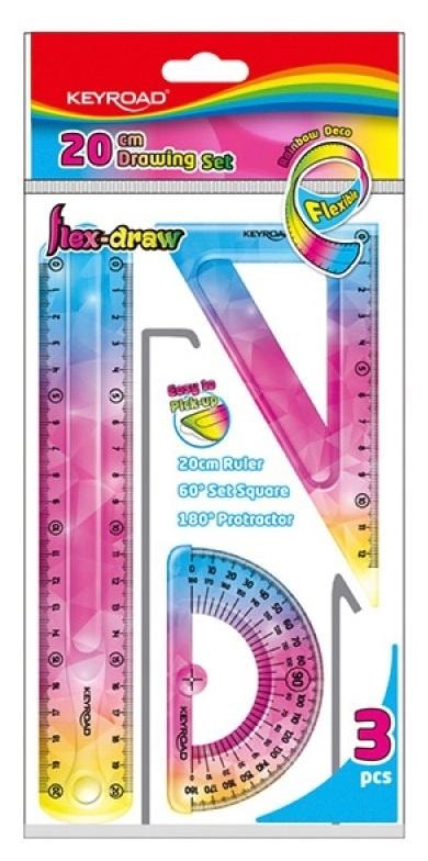 Keyroad Geometry set Rainbow Deco 3-piece - perfect for students