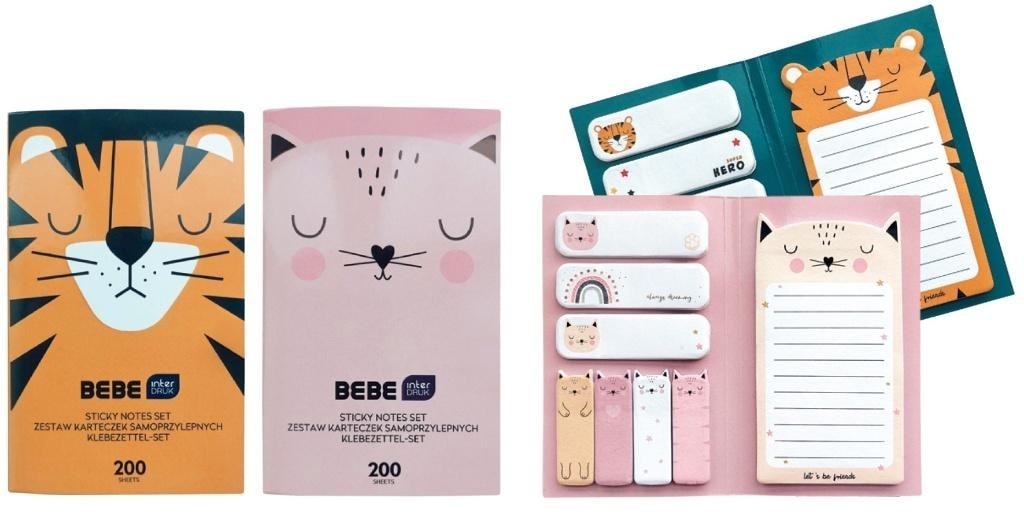 BB Friends mix Set of sticky notes and bookmarks in notebook - ideal for school and office