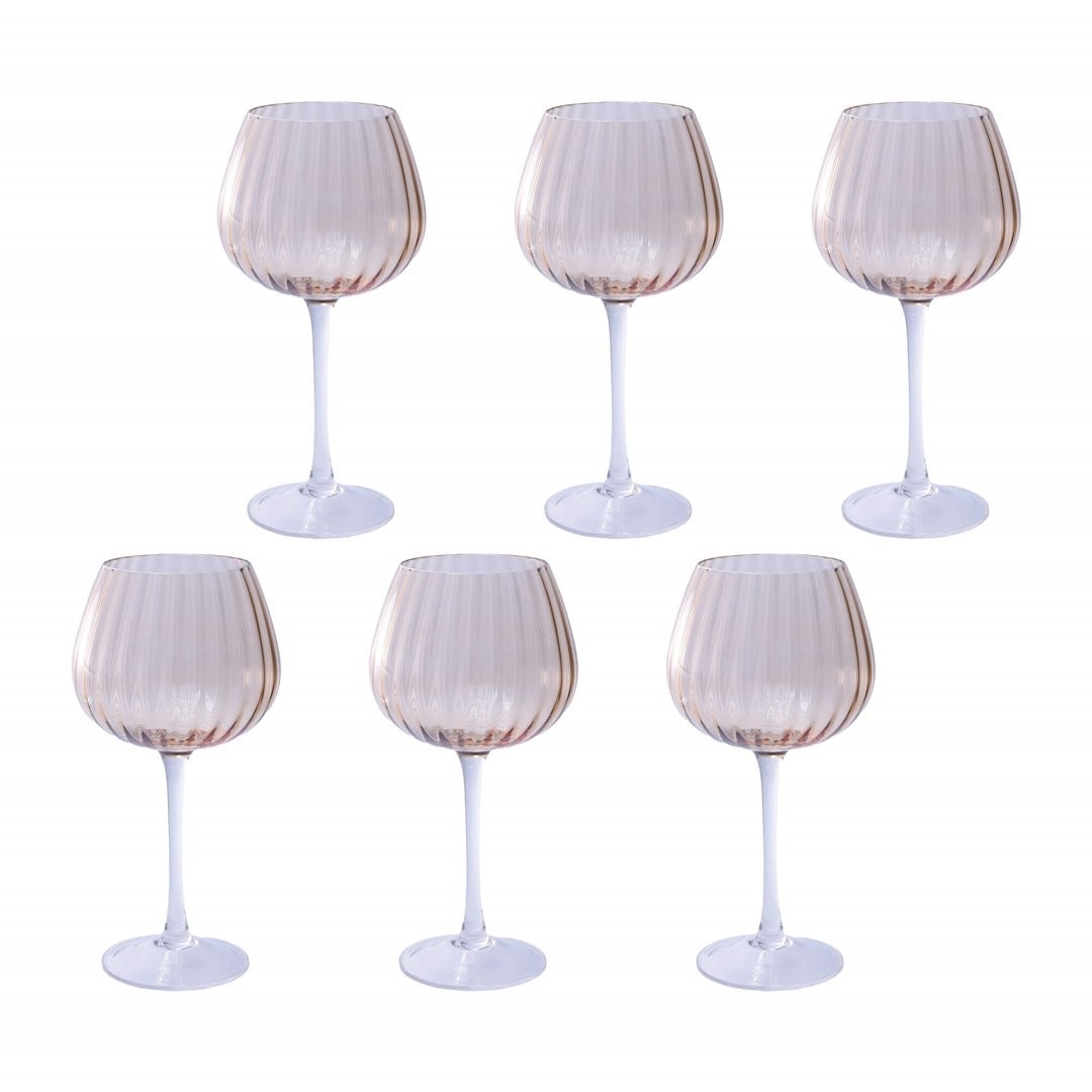 ROSE&TULIPANI PRISMIA - Set of 6 amber glasses 460 ml