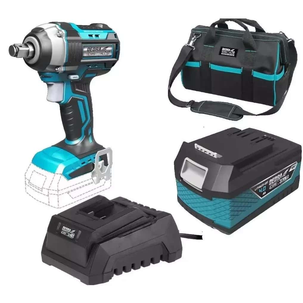 DEDRA Starter set: impact wrench, battery, charger, bag - ideal for the workshop