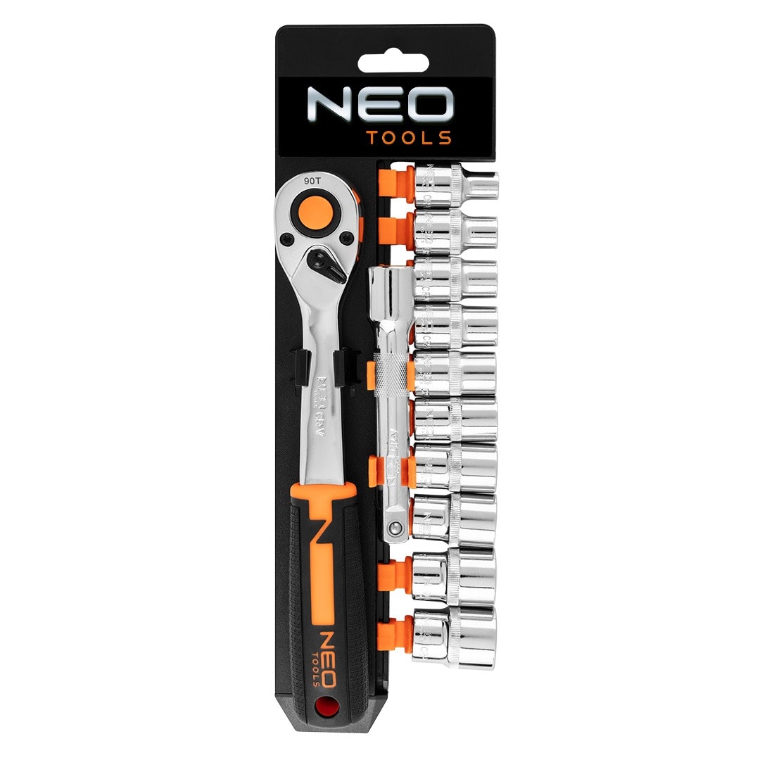 NEO Socket wrench set 1/2" - 12 pcs, CrV - reliable tool set