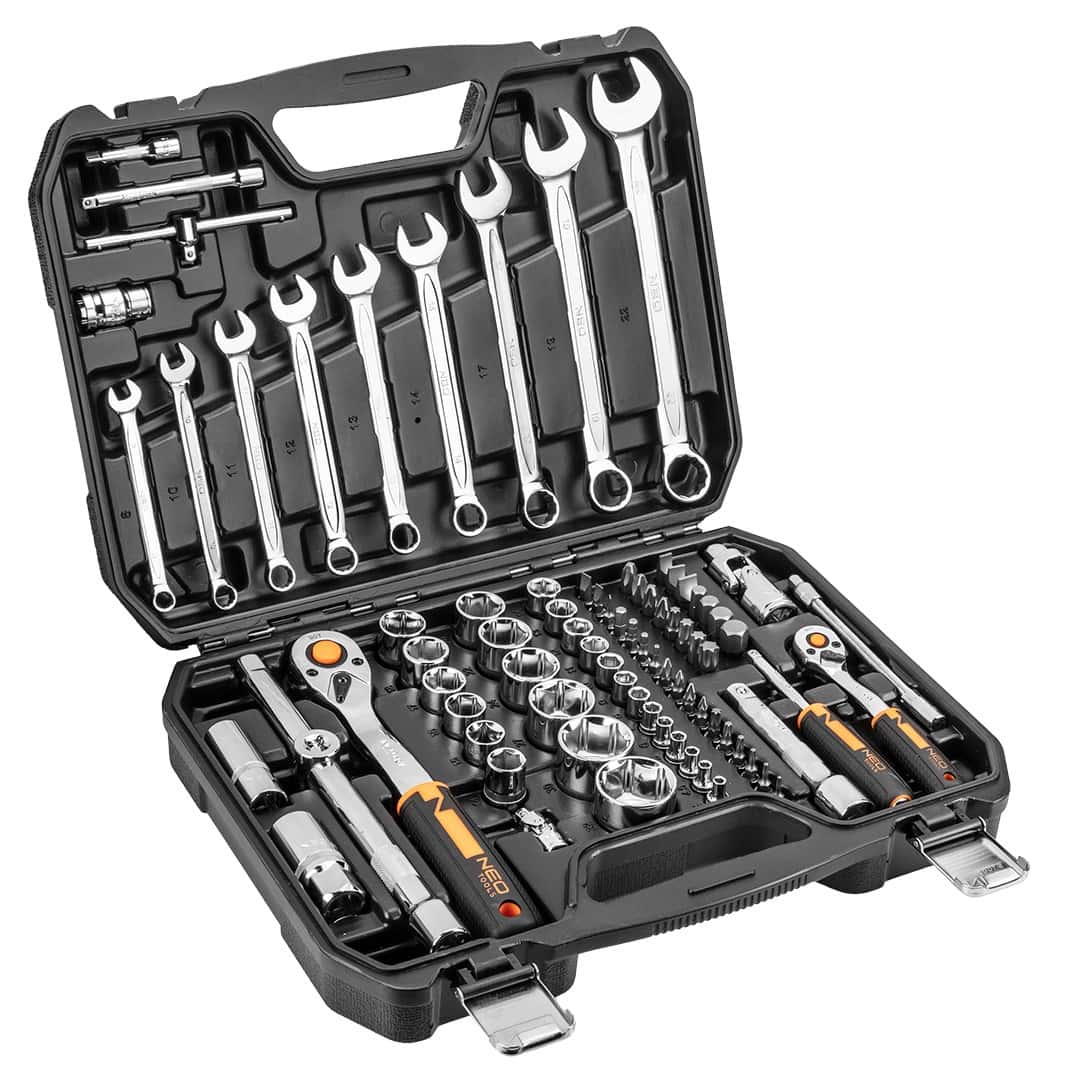 NEO Socket wrench set 1/2 and 1/4 - 82 pieces, ideal for workshop