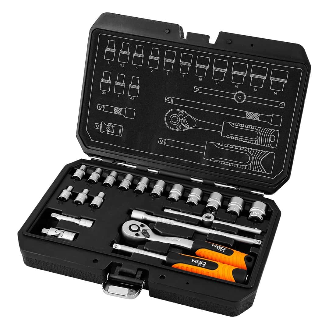 NEO TOOLS Socket wrench set 1/4" - 20 pcs satin