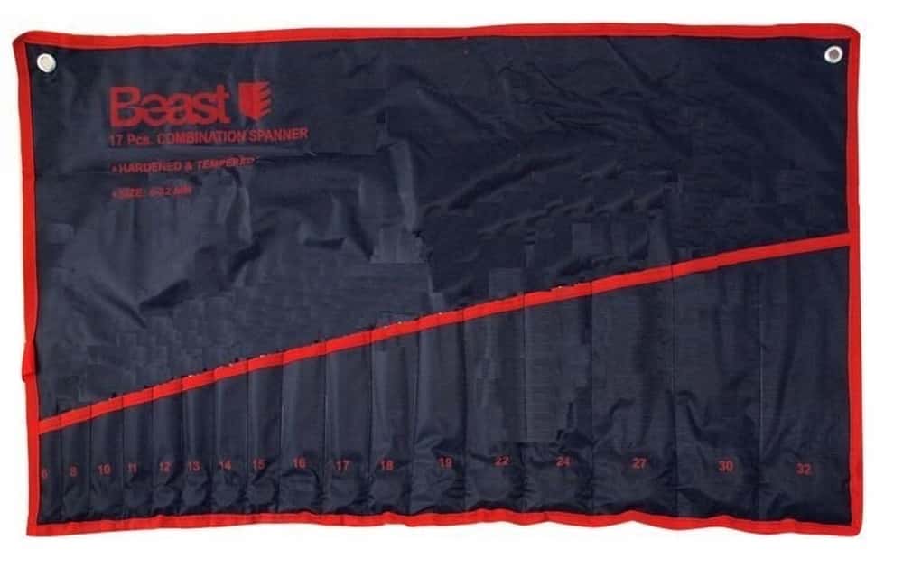 Combination Wrench Set - 17 pieces in roll