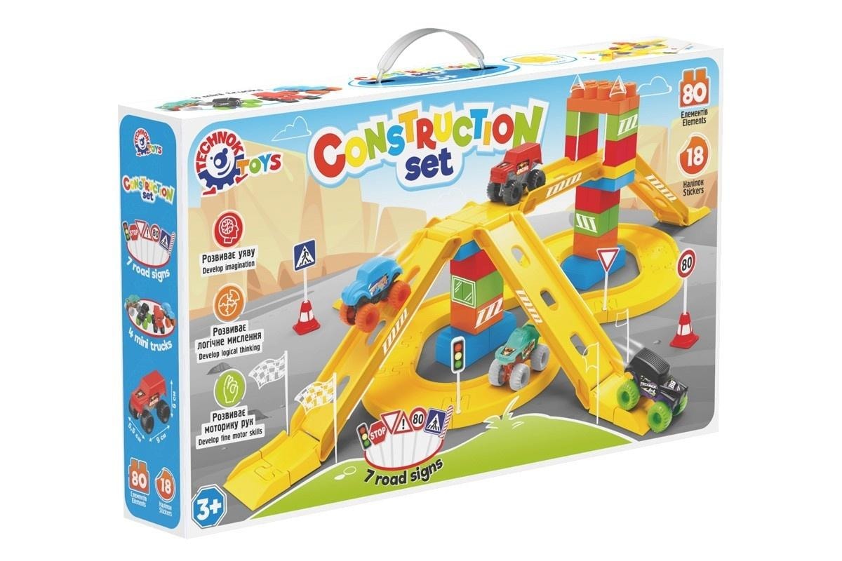 TechnoK Construction set - race tracks and trucks for little engineers