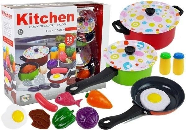 Leantoys Kitchen set for children - 22 pieces of joy