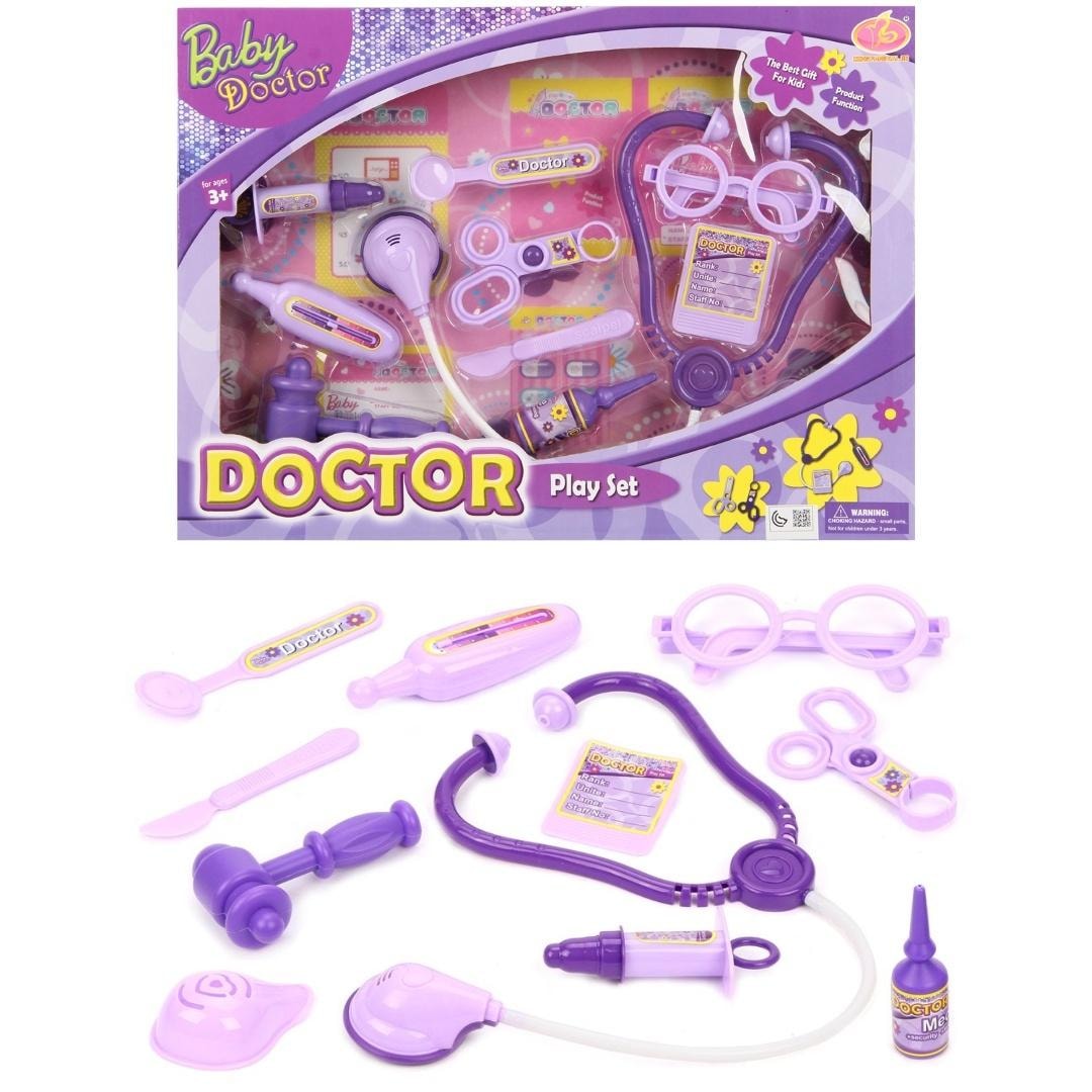 Baby Doctor Playset - Purple doctor playset for children 11 pieces