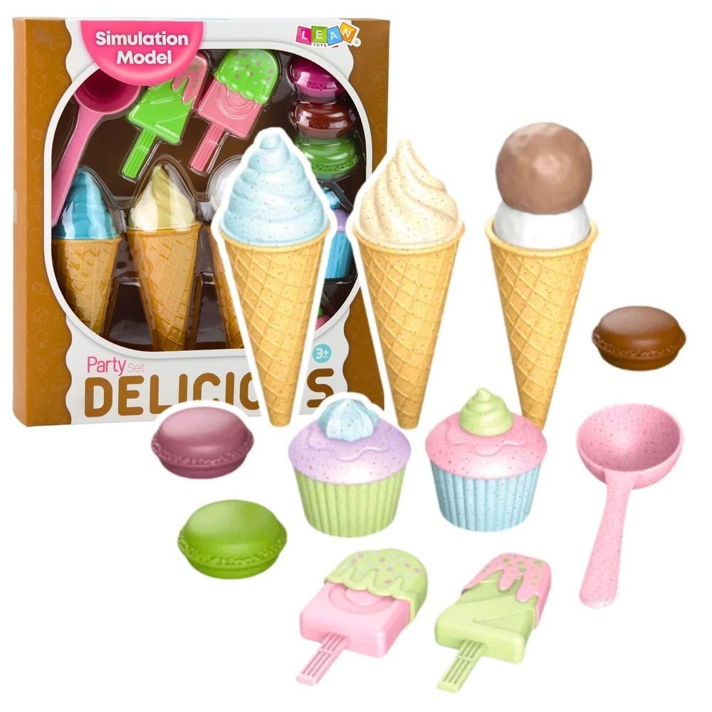 Leantoys Ice cream and sweets set - colorful fun for kids