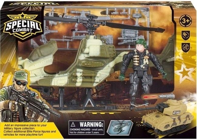 Military set - helicopter and pilot figure - ideal gift for military fans