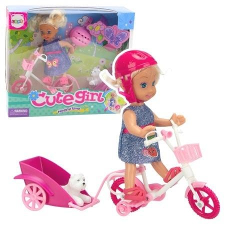 Mini doll set bike + puppy - perfect gift for children