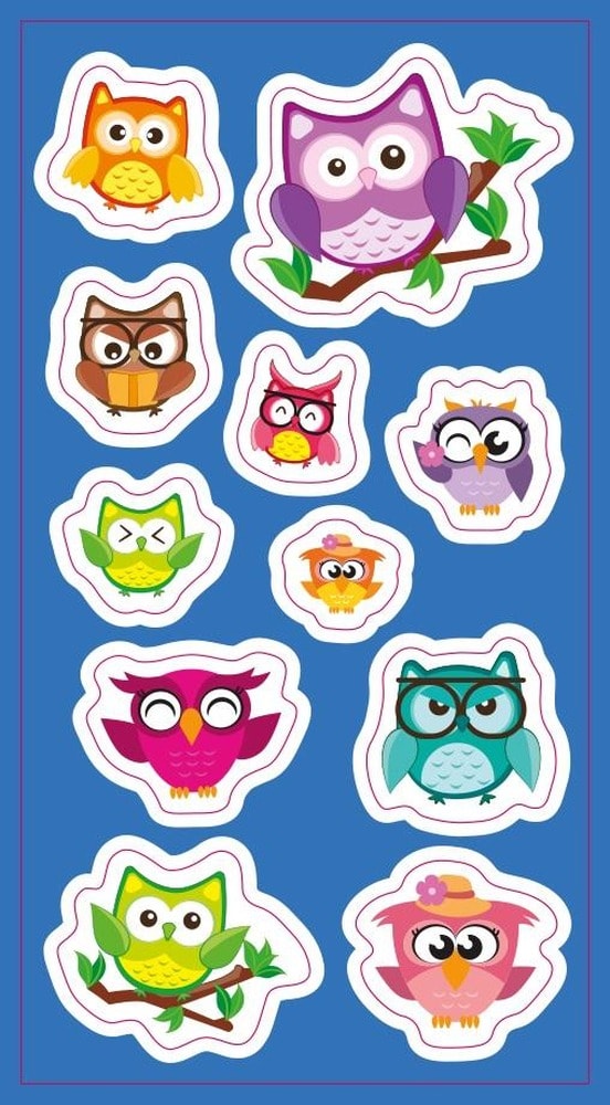 Owl Stickers - Colorful stickers for decorating with owls