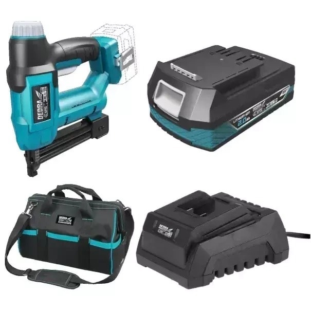 DEDRA Starter set: 2in1 stapler 18V, battery, charger and bag