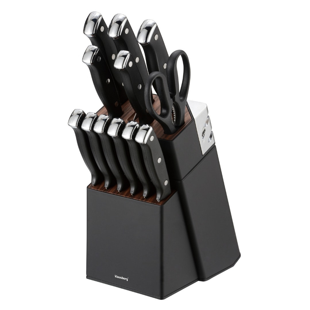 Klausberg Knife Set 13 pieces stainless steel with sharpener and stand
