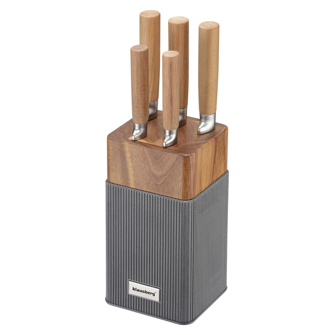 Klausberg Knife Set 6 pcs with acacia wood block - elegance in your kitchen