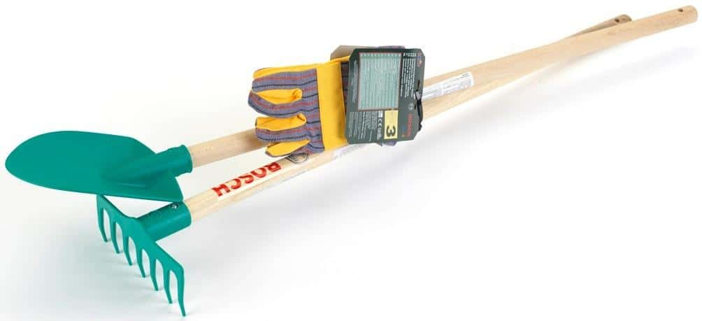 Bosch Garden Tool Set - Gloves, Shovel, Rake - perfect for little gardeners