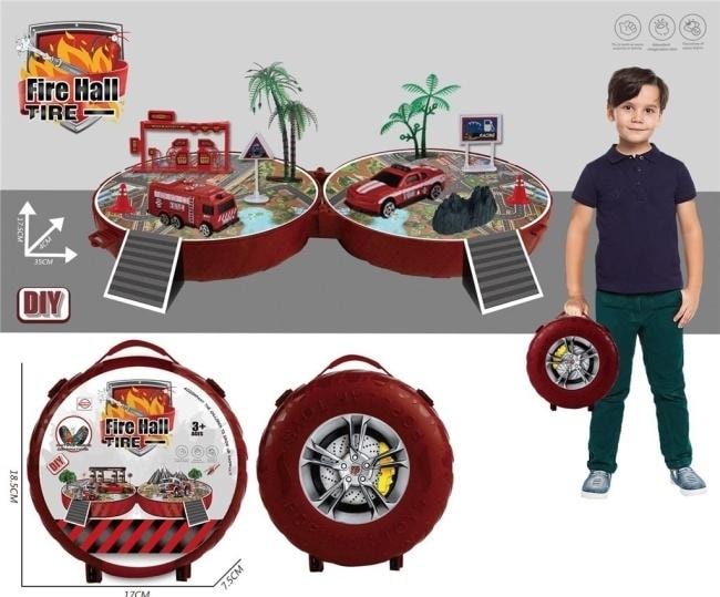 Fire truck set - Fire station in a suitcase - Become a hero!