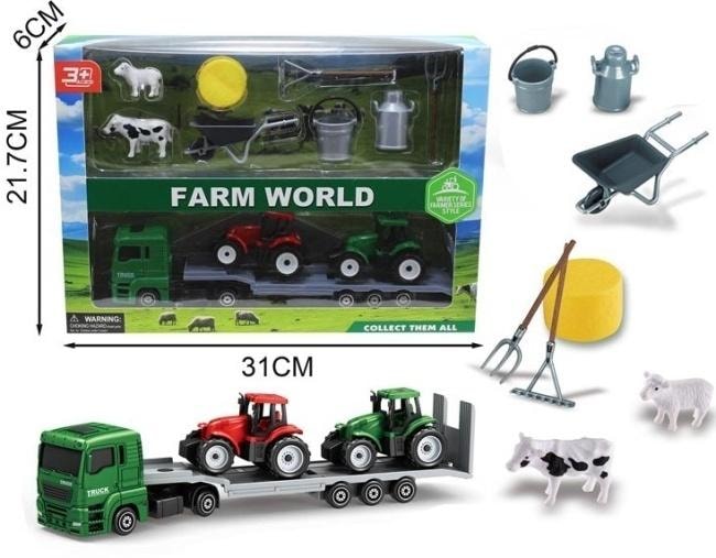 Farm World Agricultural Vehicle Set - truck, tractors and animals