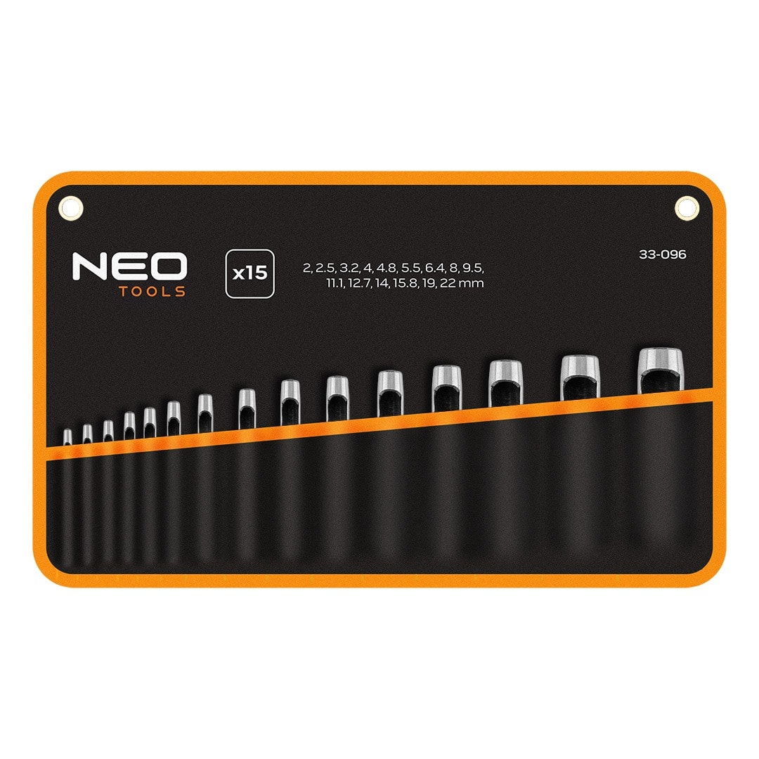 NEO TOOLS Set of 15 punches 2-22 mm - precise tools in pouch