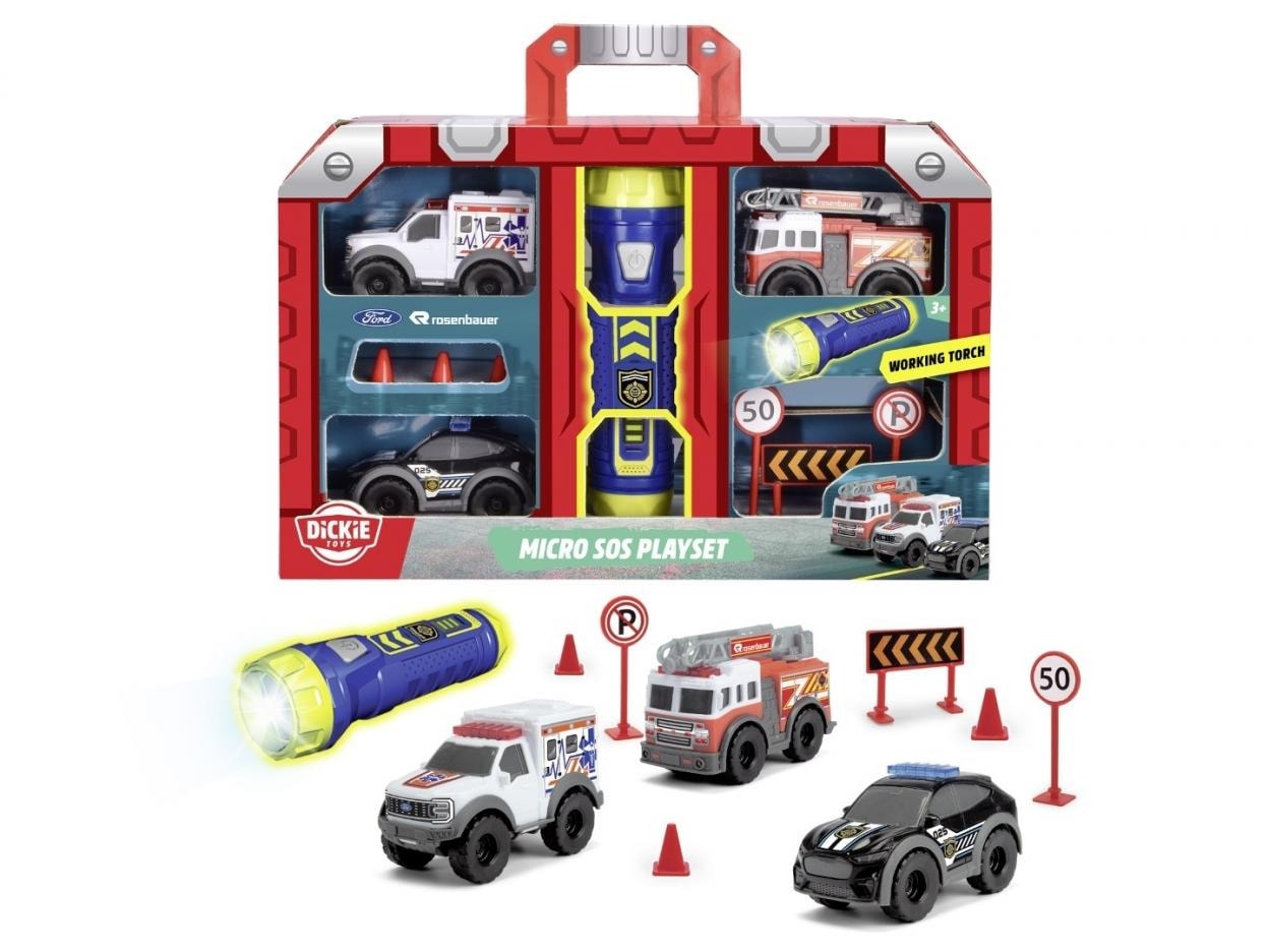 Dickie Toys Rescue Set - 3 vehicles with flashlight for little heroes