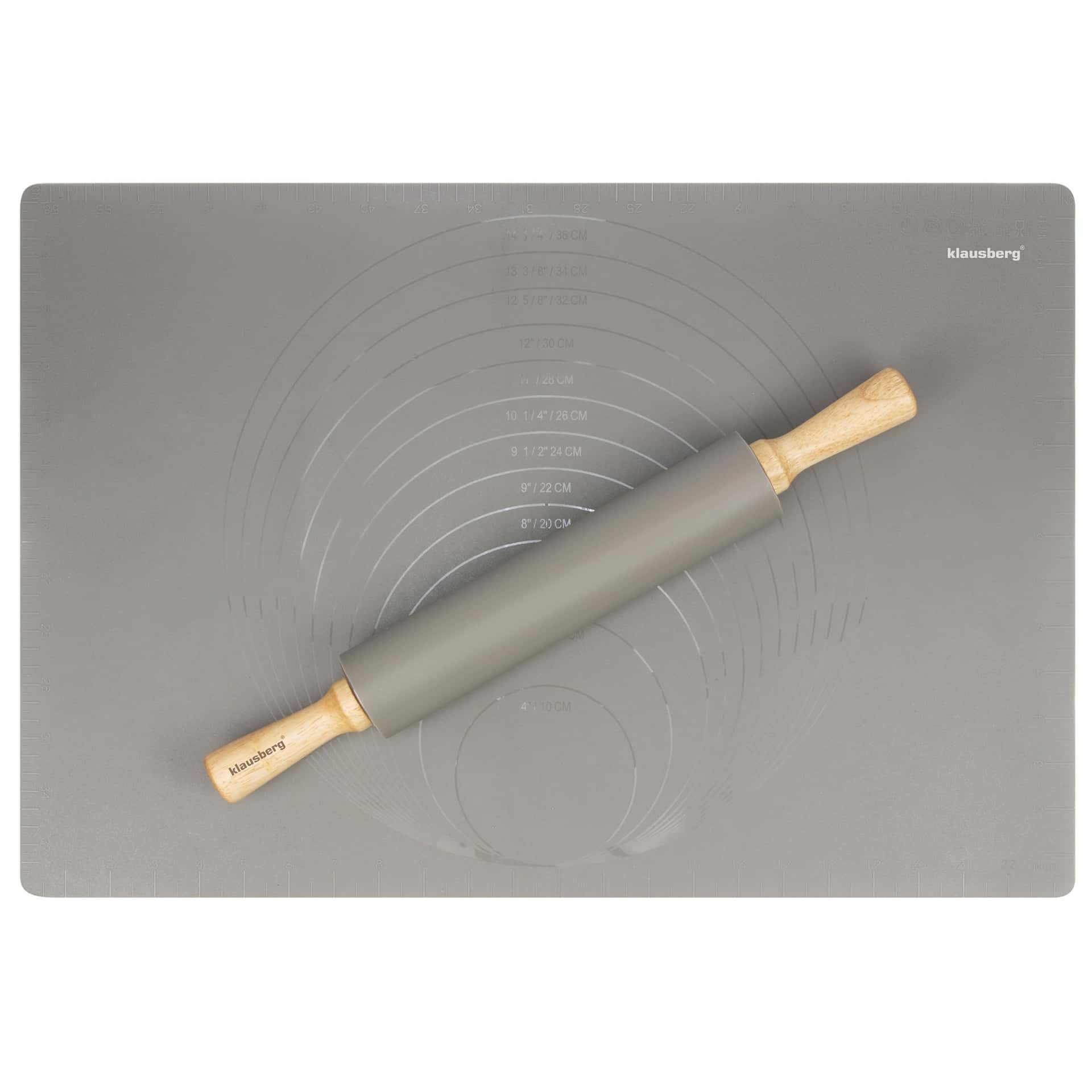 Klausberg Silicone Rolling Pin and Mat Set gray - perfect for baking