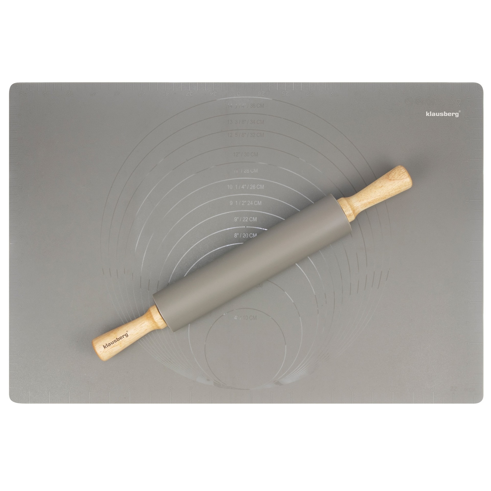 Klausberg Silicone Rolling Pin and Mat Set gray - perfect for baking