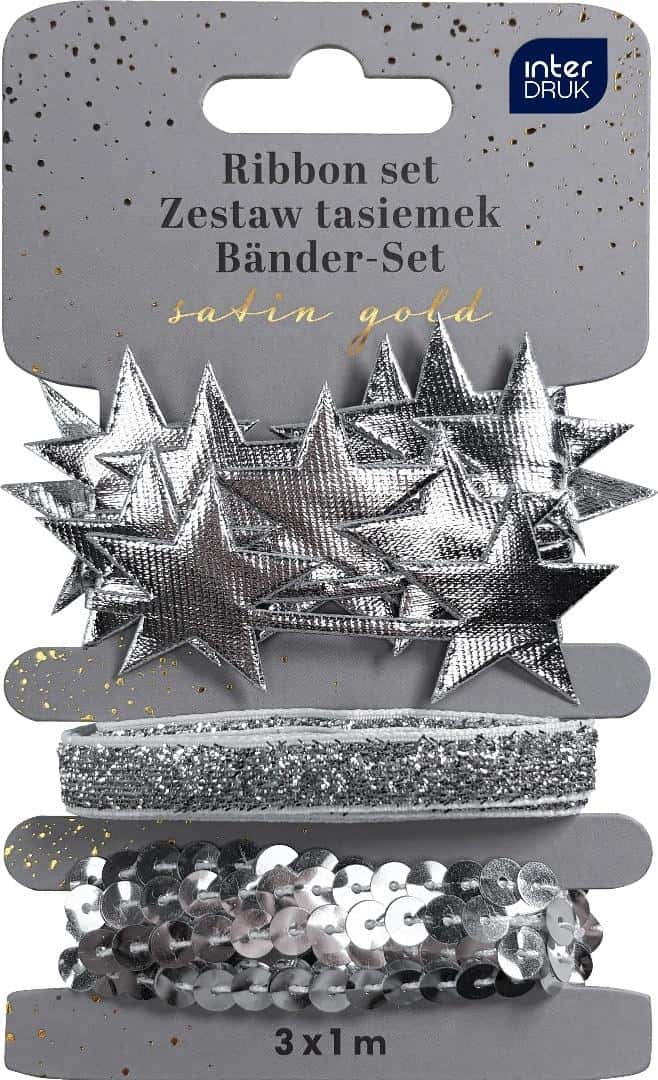 Silver decorative ribbons with stars - ideal for gift wrapping