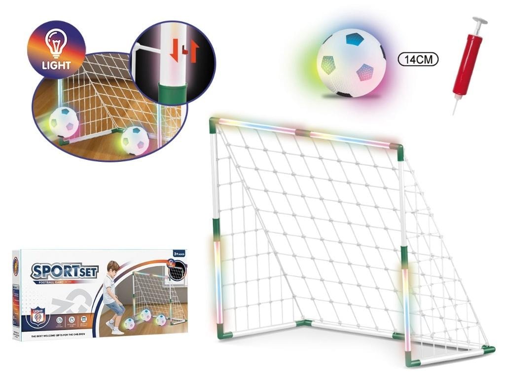 Set with LED goal + LED ball + pump - perfect gift for football fans
