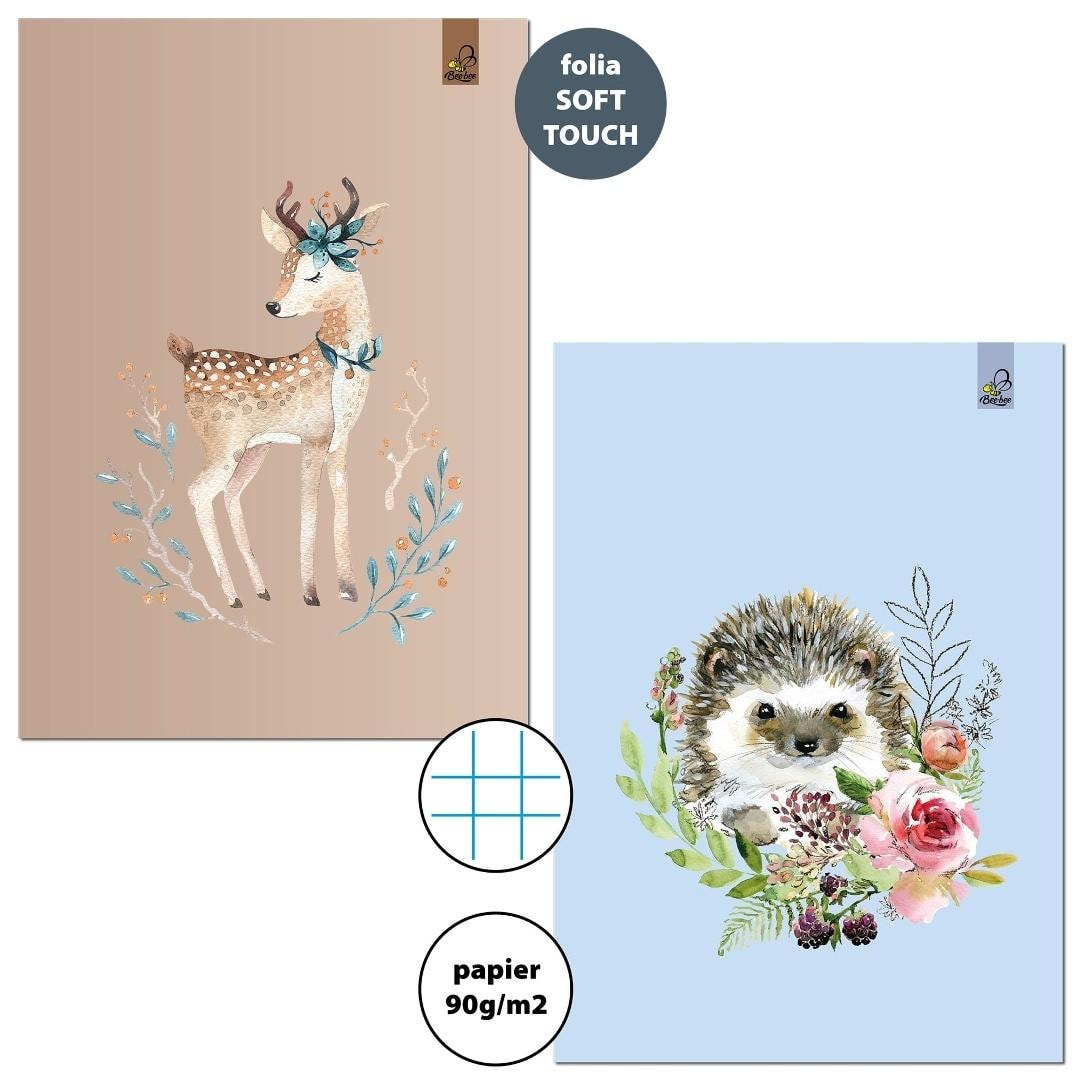 A4 Notebook/32K squared 90g Deer Hedgehog (6pcs) - ideal for school