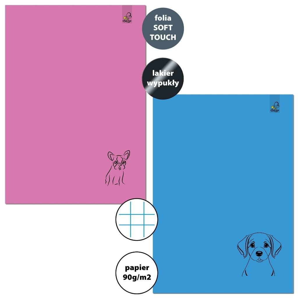Bee-bee A4 Notebook 32 sheets squared 90g Dogs (6pcs) - ideal for school