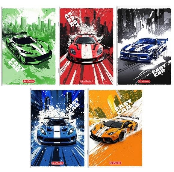Herlitz A5 Notebook 16 sheets double line Fast Car - perfect for motorsport fans