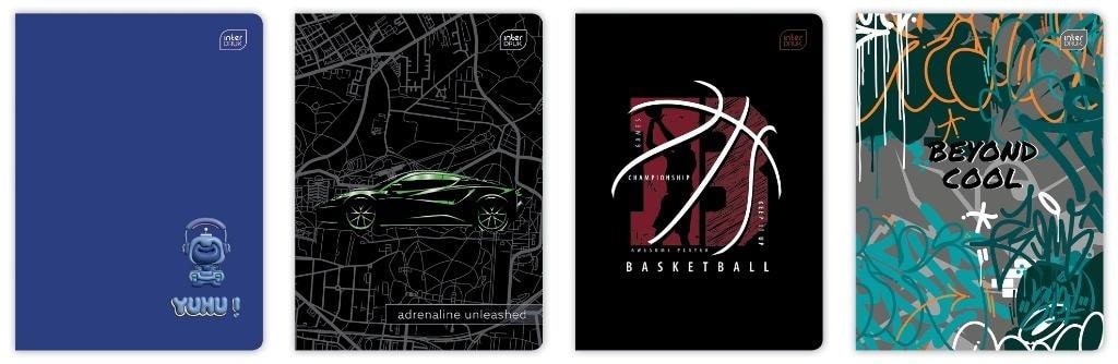 Interdruk A5 Notebook 32 sheets squared M 70g UV Boys mix (10 pcs)