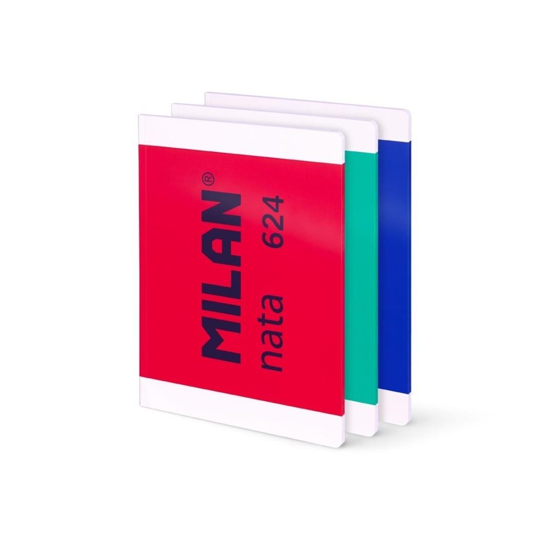 Milan A4 Glued Notebook, 48 Sheets, Squared, 1918 Mix (3 Pieces)