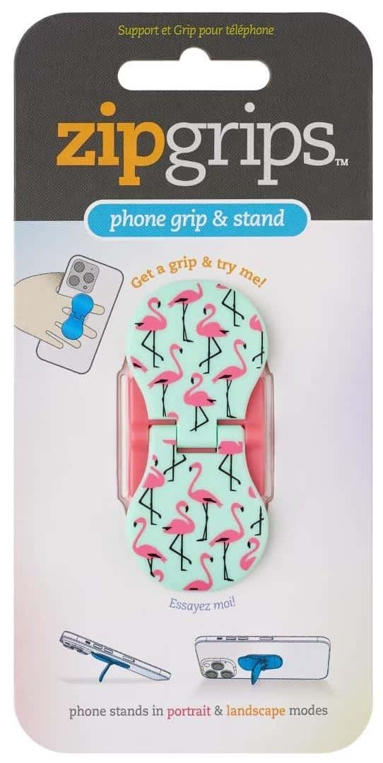 ZipGrip finger holder for phone Flamingos - comfort and safety