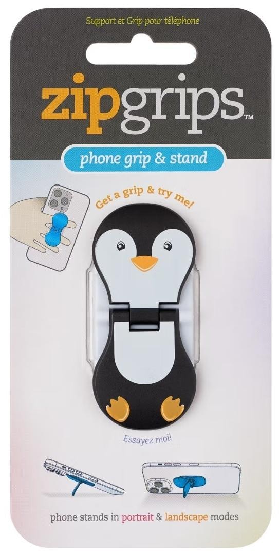 ZipGrip Penguin - Finger Grip and Stand for Phone