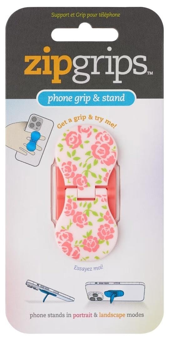 Thinking Gifts ZipGrip Finger Grip for Phone Pink Flowers