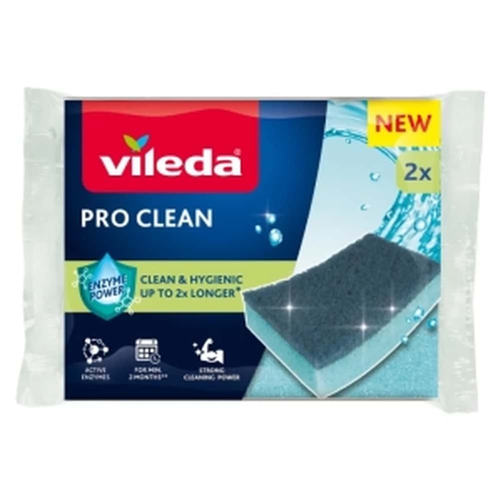 Vileda Pro Clean Kitchen sponge with enzymes - 2 pieces for ideal cleanliness
